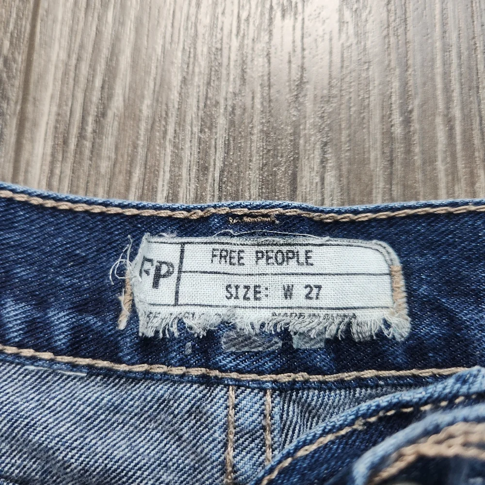 Free People Lacey Lace High Rise Denim Distressed Shorts 27